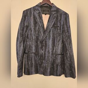 John Varvatos Black and Blue Textured Sport Coat